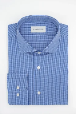 Camicia Check Custom Fit in Twill di Cotone - BLU QUADRI