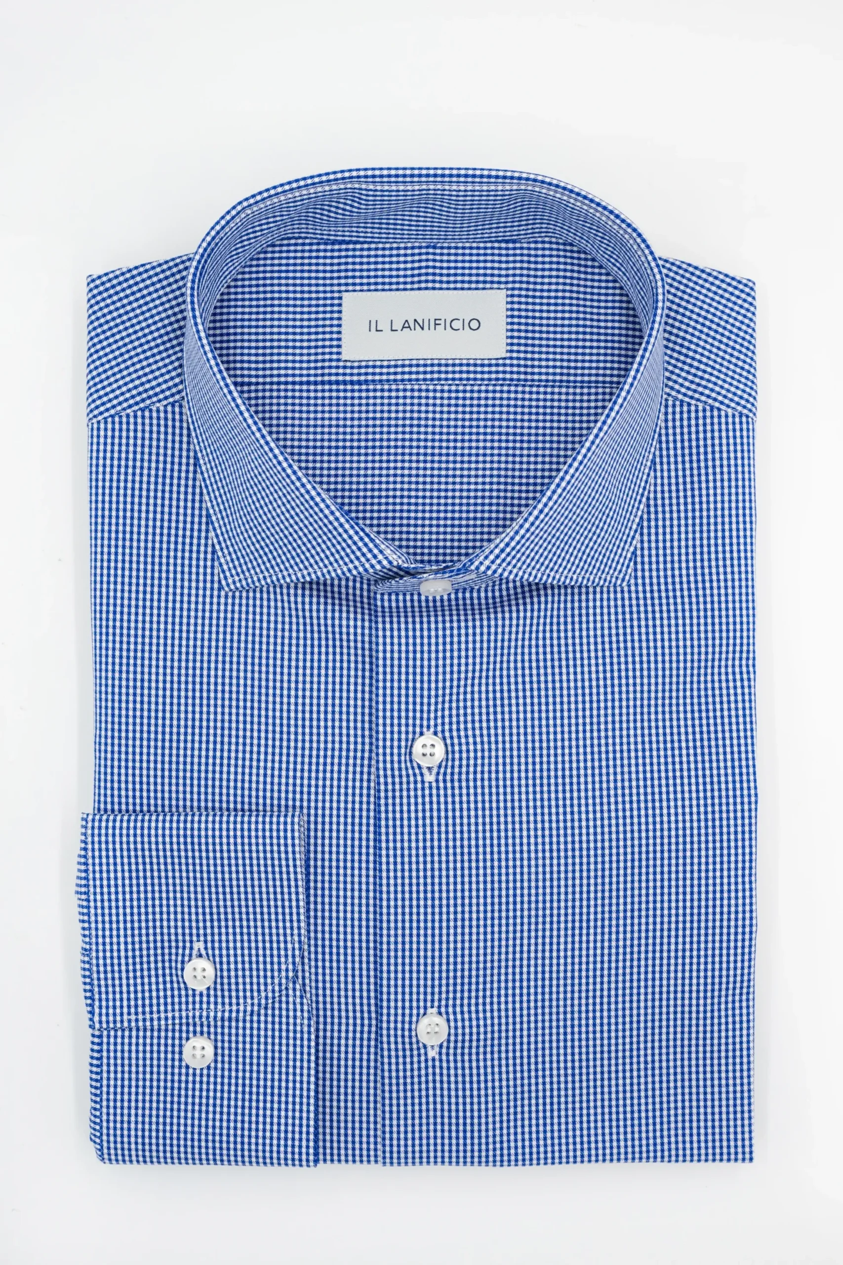 Camicia Check Custom Fit in Twill di Cotone - BLU QUADRI