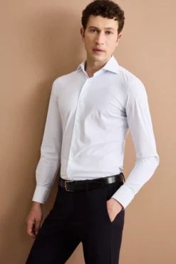 Camicia Check Slim Fit in Tessuto Tecnico - AZZURRO QUADRI