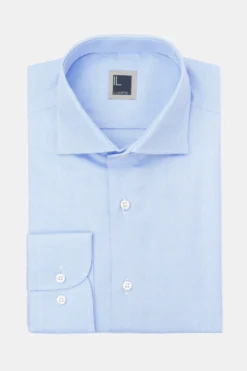 Camicia collo francese nido d’ape - AZZURRO