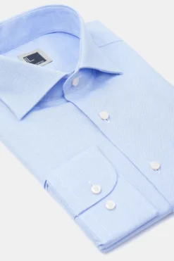 Camicia collo francese nido d’ape - AZZURRO