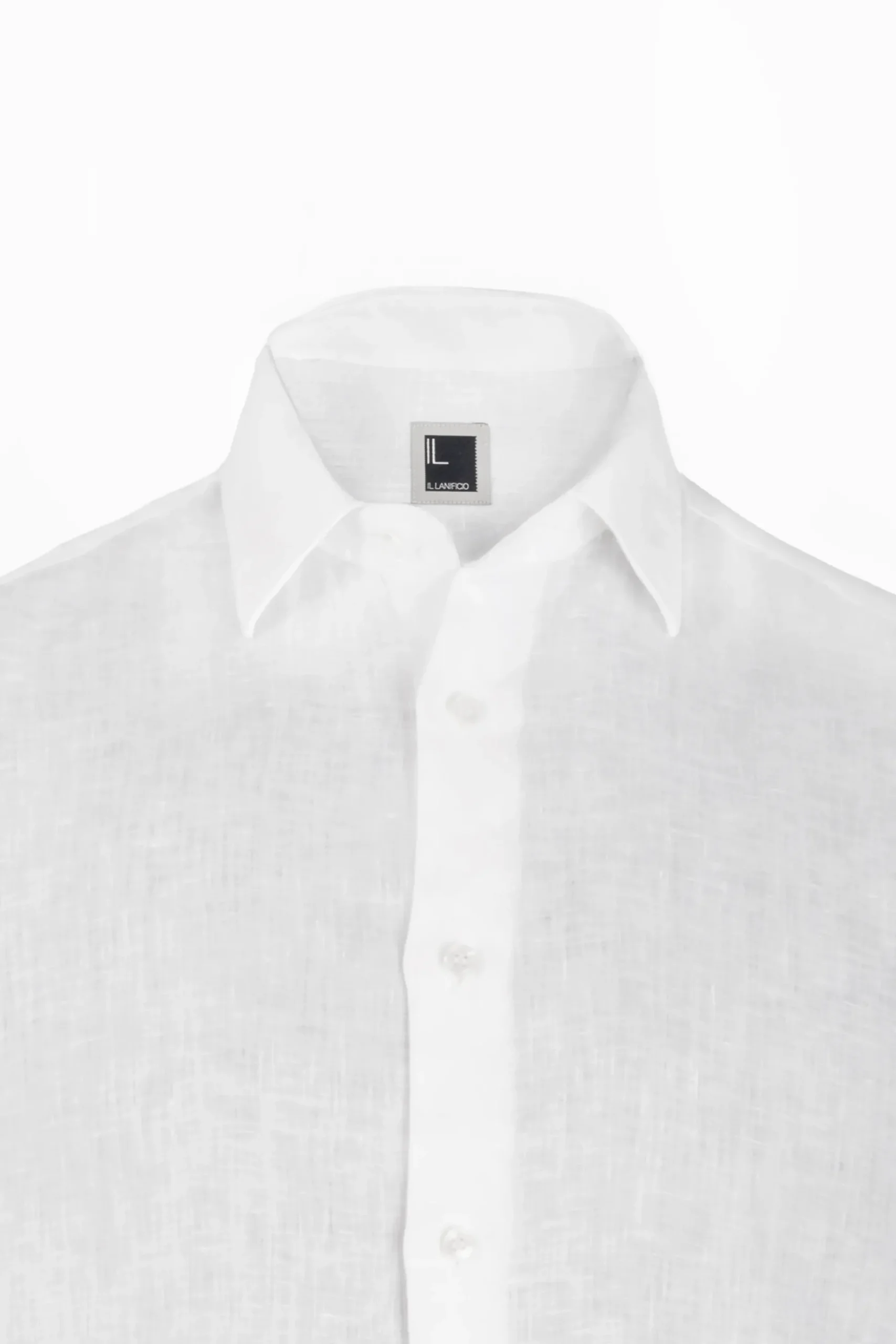 Camicia di Lino con Maniche Corte Regular Fit - BIANCO