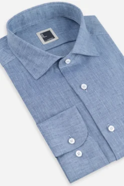 Camicia di lino da uomo - BLU APERTO
