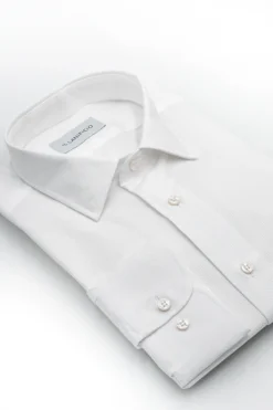 Camicia Dobby Slim Fit in Cotone - BIANCO OPERATO
