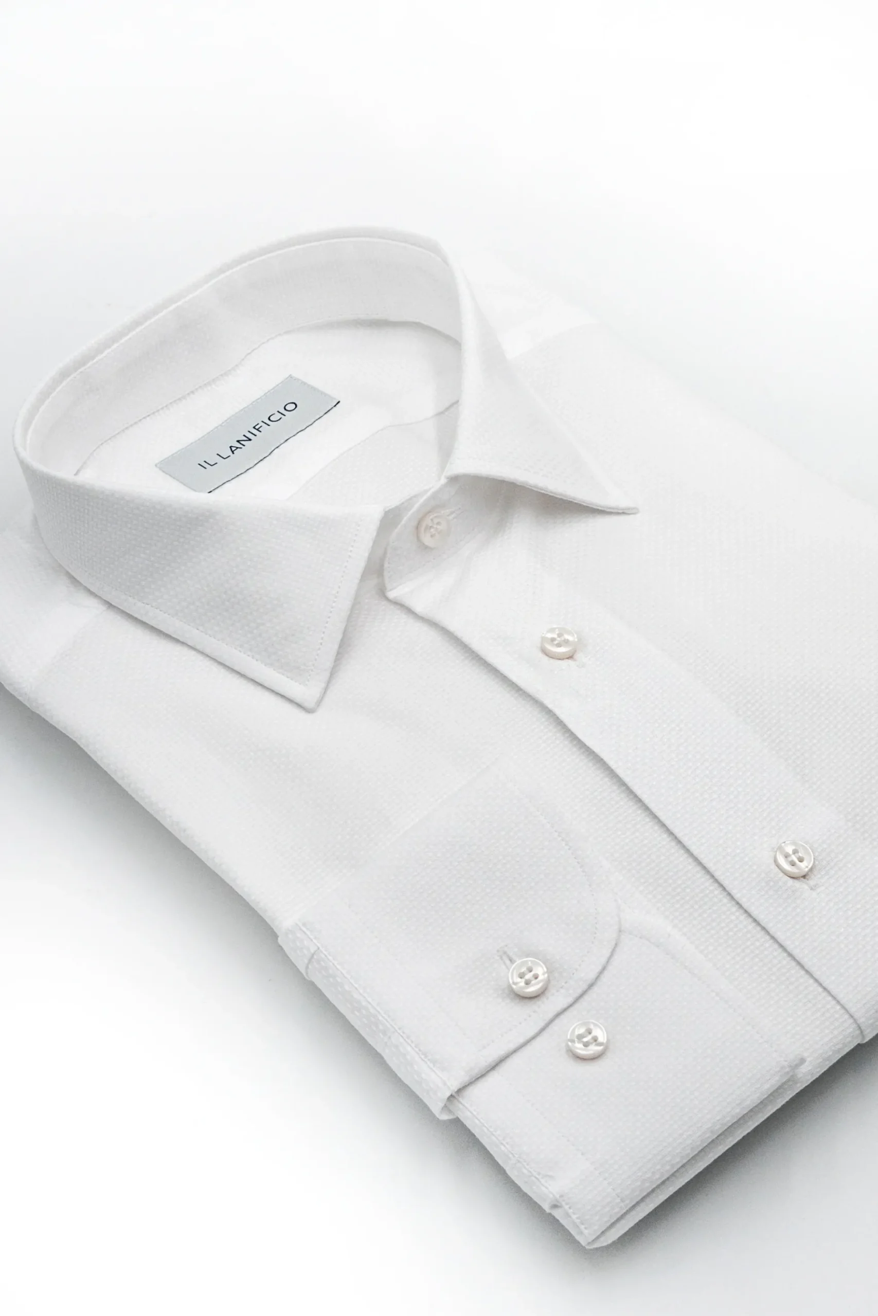 Camicia Dobby Slim Fit in Cotone - BIANCO OPERATO