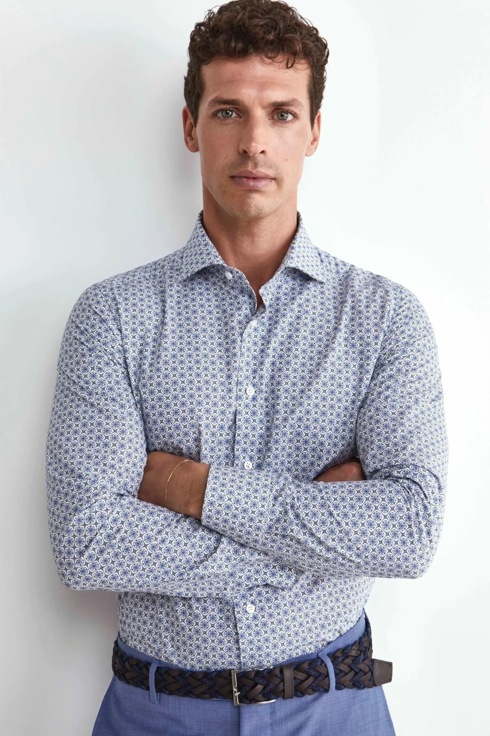 Camicia Fantasia Blu Slim Fit - FANT. BLU