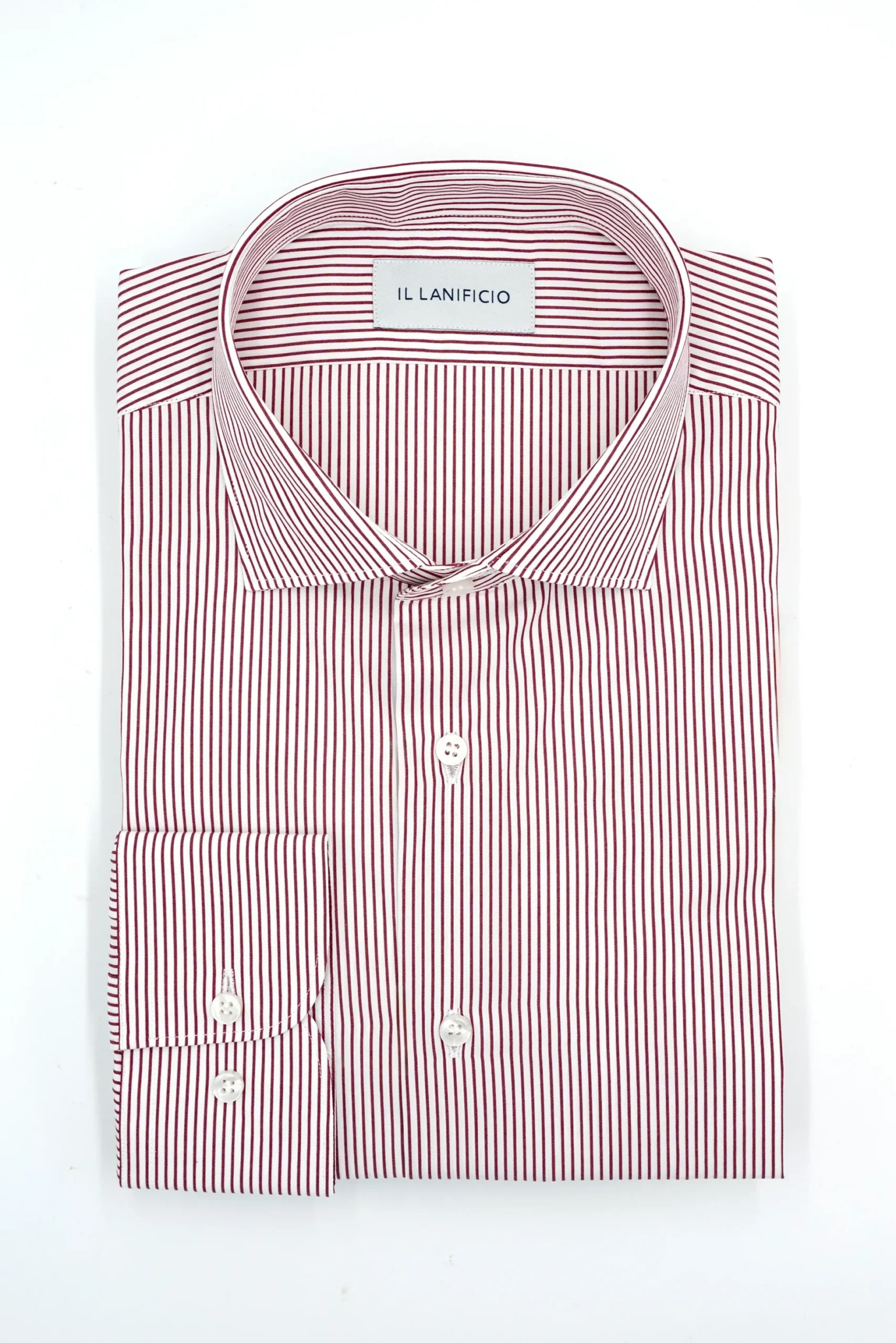 Camicia Fantasia Custom Fit in Cotone Dobby - ROSSO RIGATO