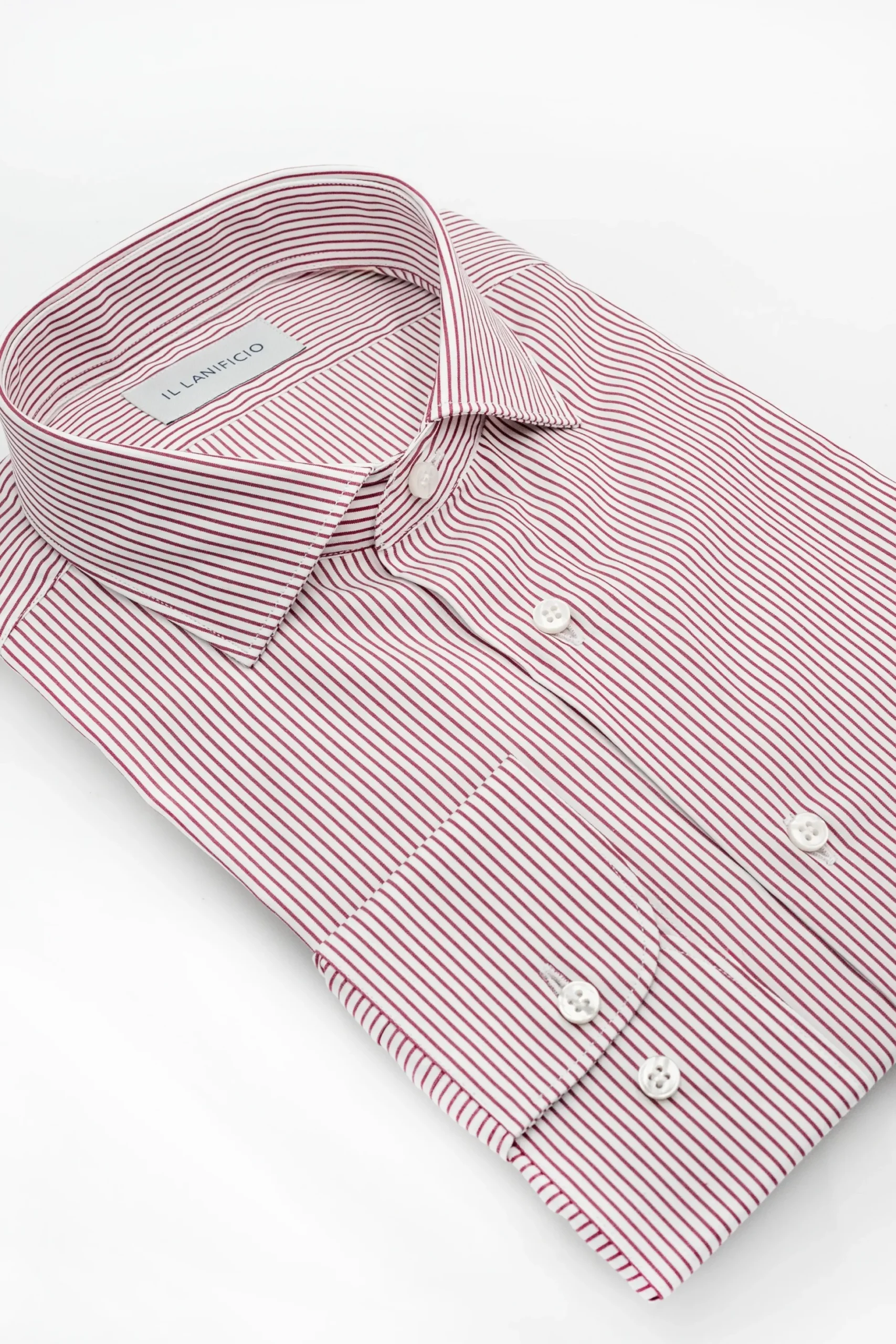 Camicia Fantasia Custom Fit in Cotone Dobby - ROSSO RIGATO