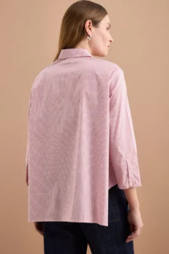 Camicia Fantasia Over in Misto Cotone - RIGATO BIANCO/ROSSO