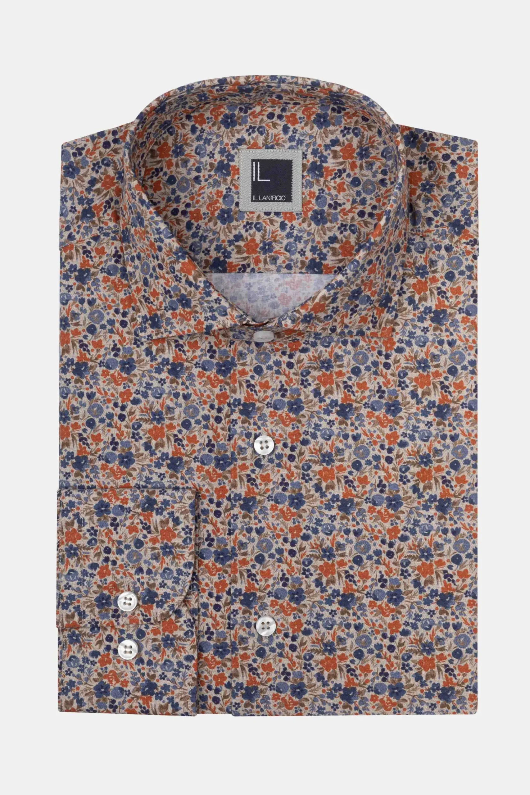 Camicia Fantasia Regular Fit in Popeline - FANT. BLU/ROSSO