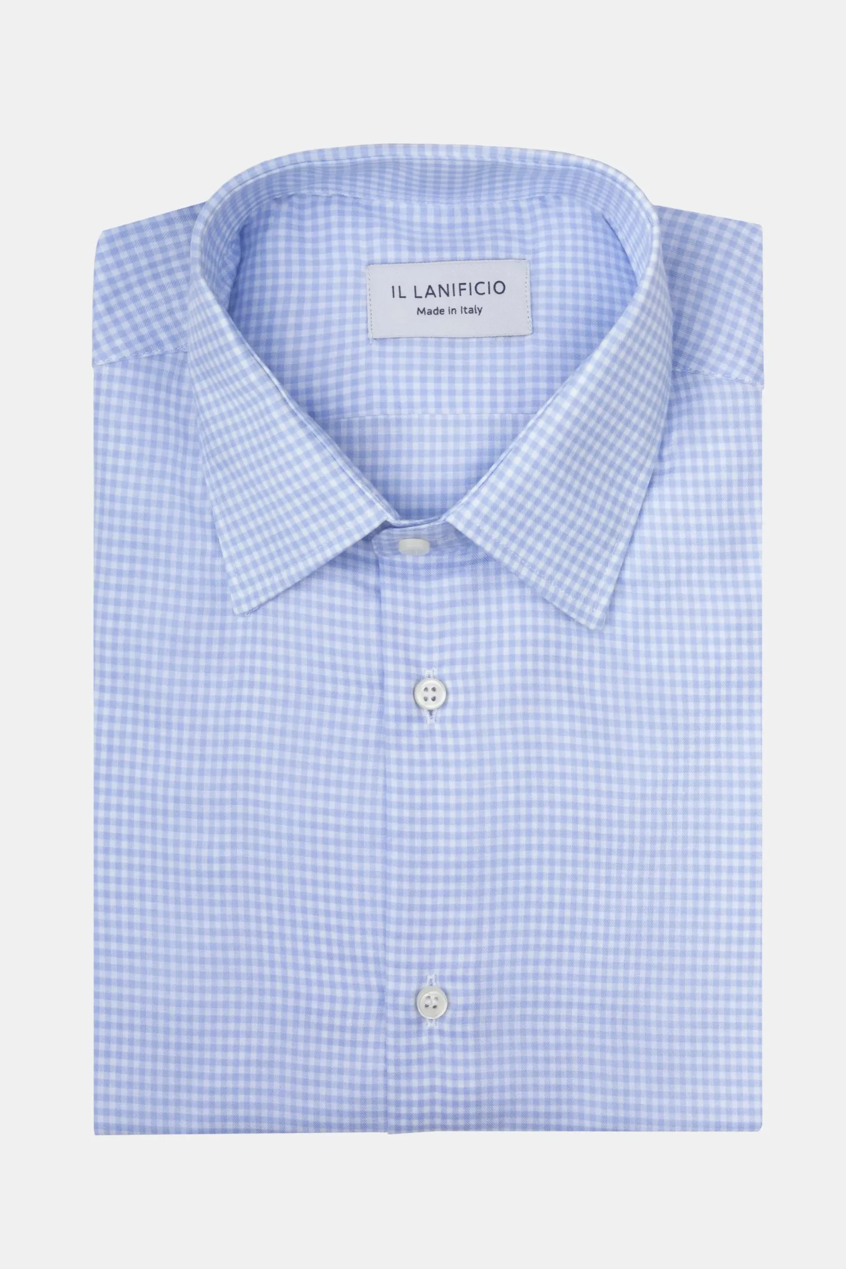 Camicia Fantasia Slim Collo Francese - AZZURRO QUADRI