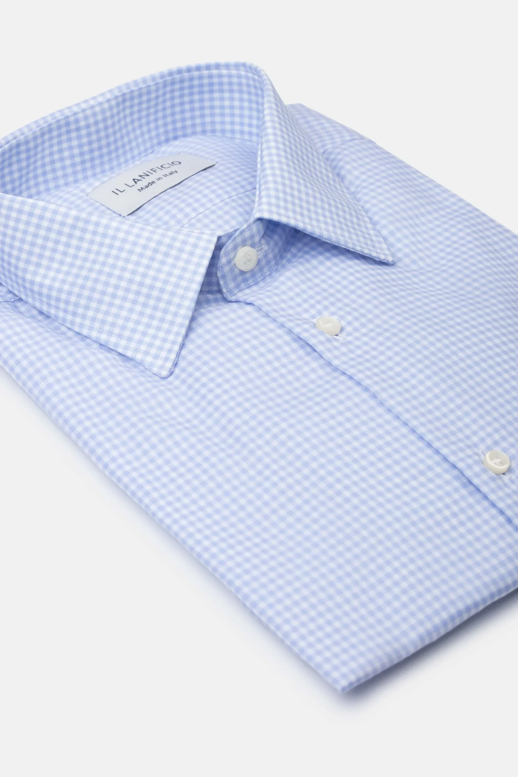 Camicia Fantasia Slim Collo Francese - AZZURRO QUADRI