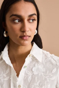 Camicia Fil Coupé Over in Misto Cotone - BIANCO