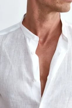 Camicia in lino coreana - BIANCO