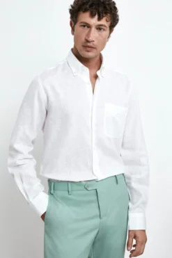 Camicia in lino regular fit - BIANCO