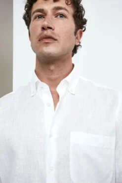 Camicia in lino regular fit - BIANCO