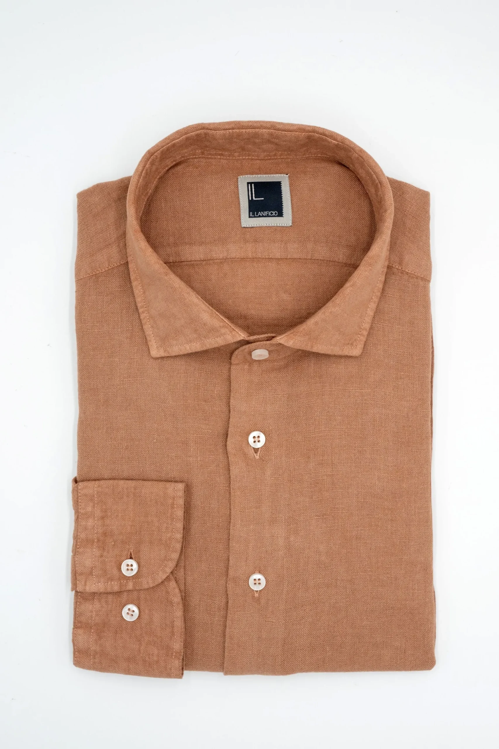 Camicia in Lino Slim Fit - CAPPUCCINO