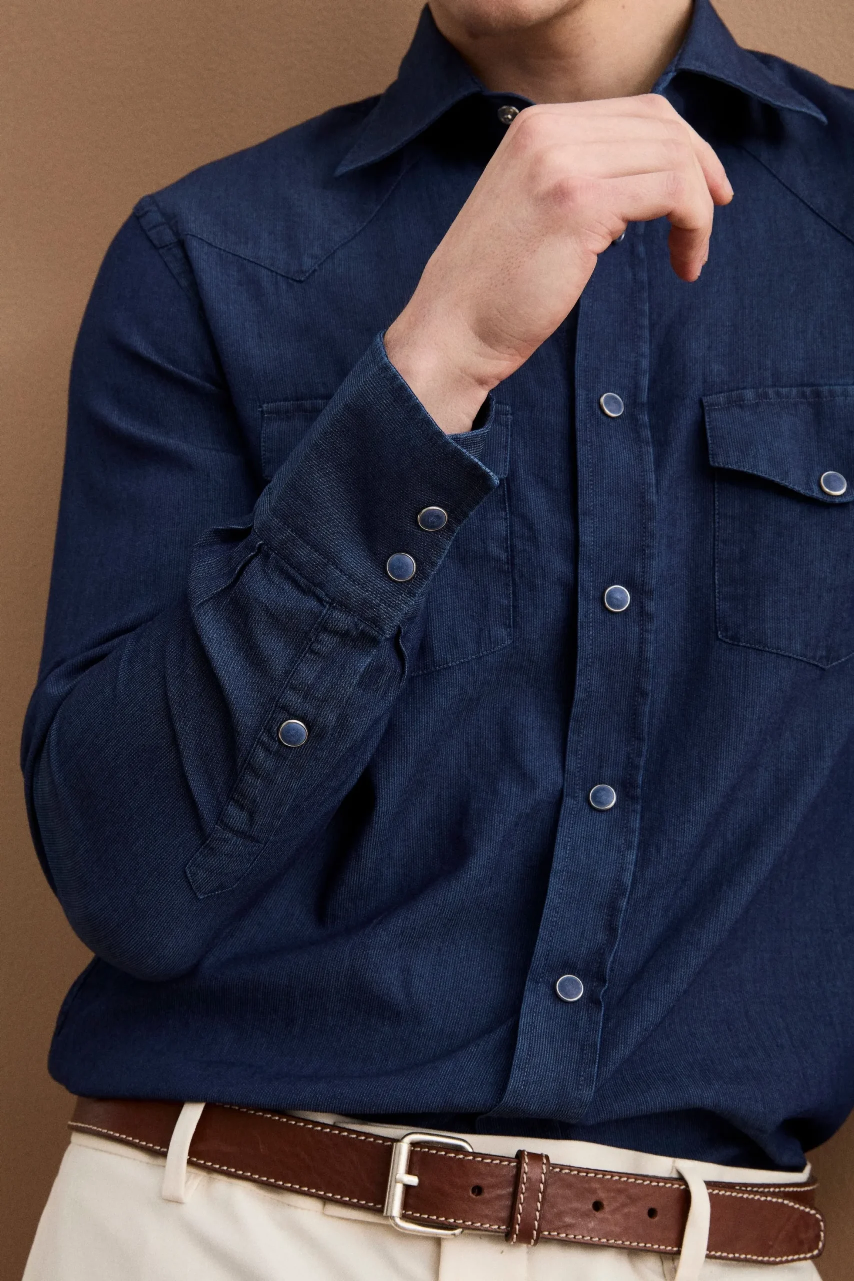 Camicia Jeans in Cotone con Tasche - DENIM
