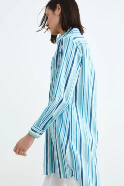 Camicia lunga donna - AZZURRO/BIANCO