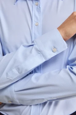 Camicia Microfantasia in Tessuto Tecnico - FANT. AZZURRO