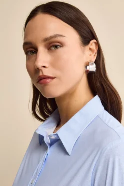 Camicia Microfantasia in Tessuto Tecnico - FANT. AZZURRO