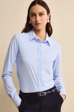 Camicia Microfantasia in Tessuto Tecnico - FANT. AZZURRO