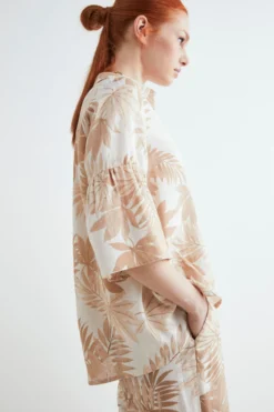 Camicia morbida in lino - FANT. BEIGE