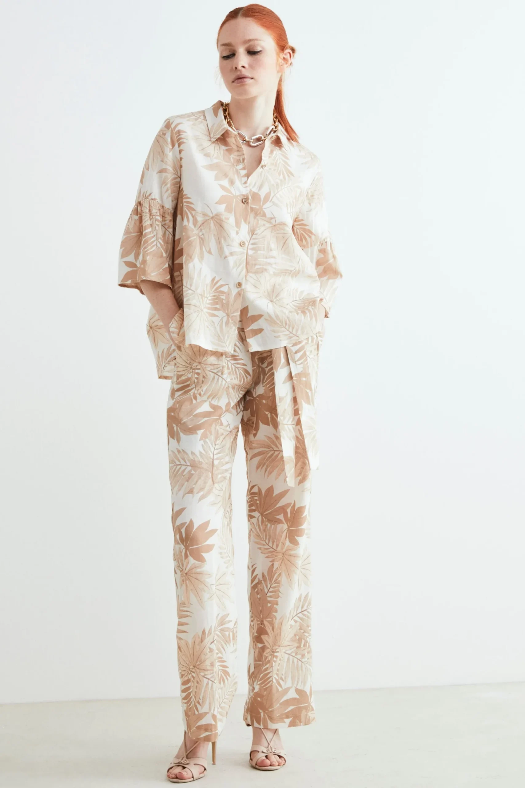 Camicia morbida in lino - FANT. BEIGE