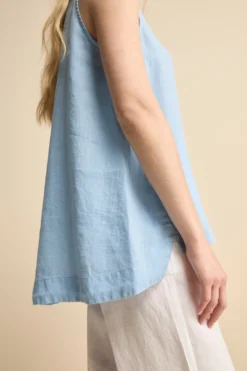Camicia Morbida Smanicata in Lino - AZZURRO