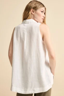 Camicia Morbida Smanicata in Lino - BIANCO