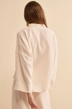 Camicia Over Coreana con Manica Kimono - BIANCO