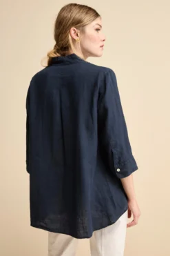 Camicia Over Coreana in Lino - BLU