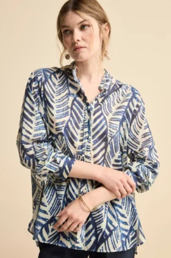 Camicia Over Coreana in Voile di Cotone - FANT. BLU