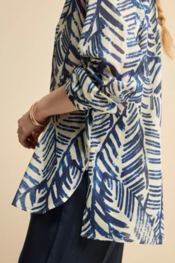 Camicia Over Coreana in Voile di Cotone - FANT. BLU