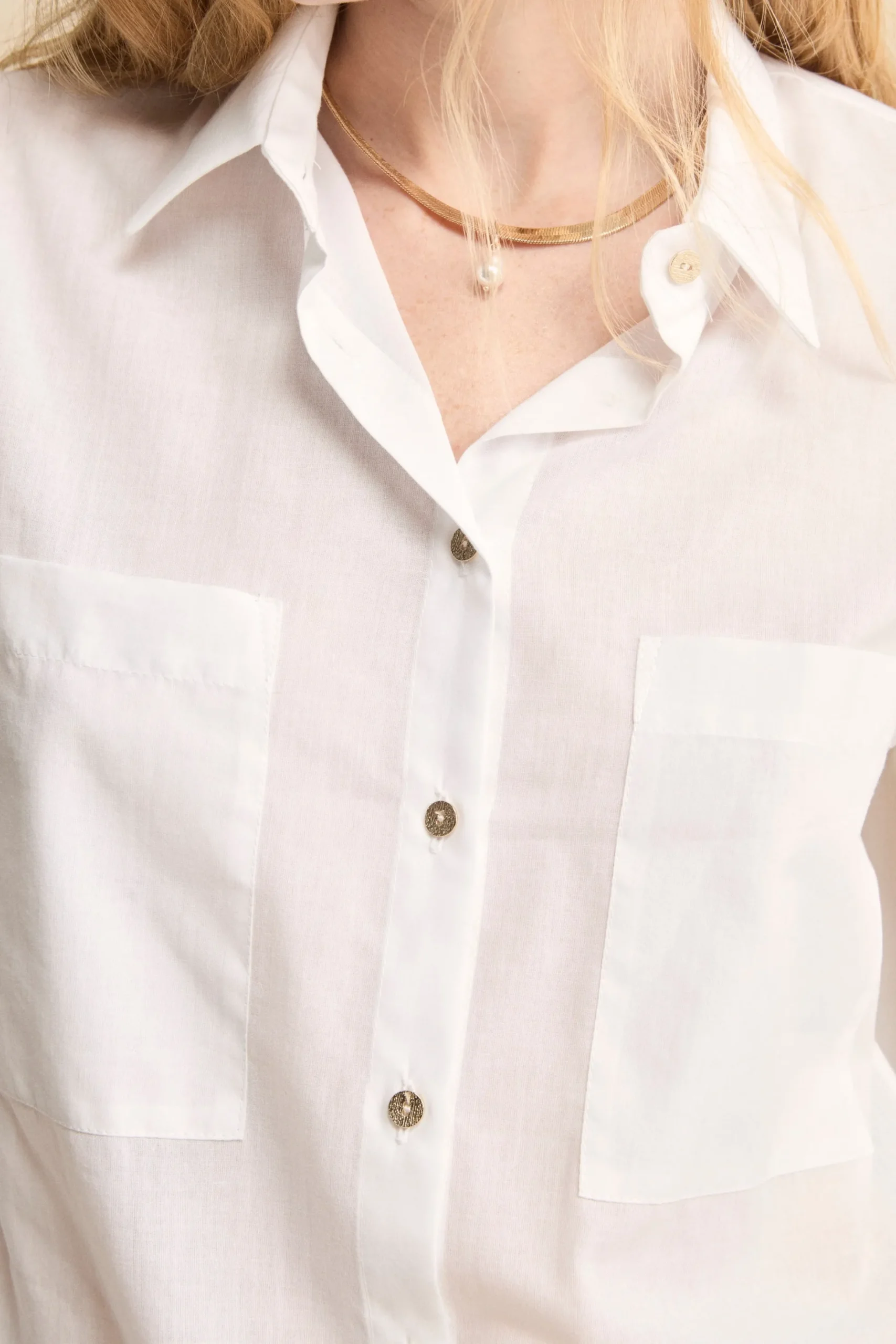 Camicia Over in Cotone con Coulisse - PANNA