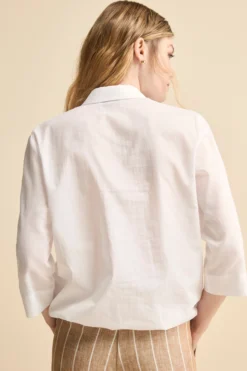 Camicia Over in Cotone con Coulisse - PANNA
