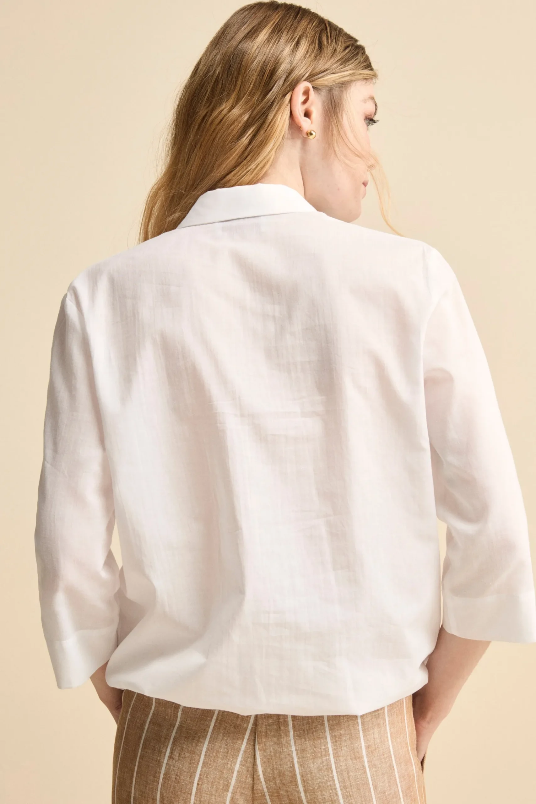 Camicia Over in Cotone con Coulisse - PANNA
