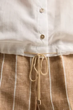 Camicia Over in Cotone con Coulisse - PANNA