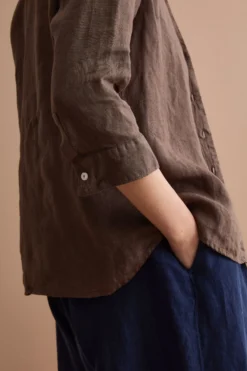 Camicia Over in Lino con Scollo Aperto - T.MORO