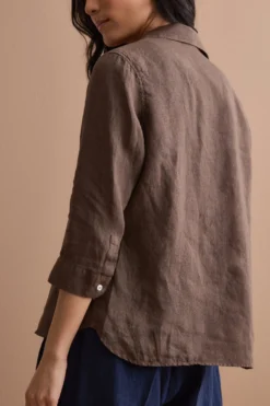 Camicia Over in Lino con Scollo Aperto - T.MORO