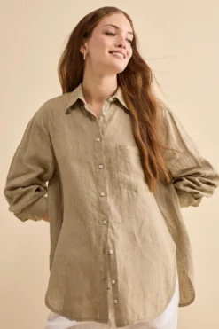 Camicia Over in Lino con Taschino - TORTORA