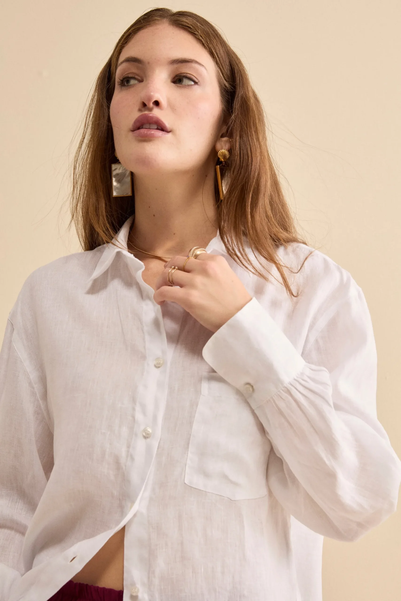 Camicia Over in Lino con Taschino - BIANCO