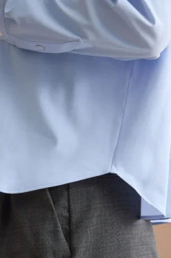 Camicia Over in Tessuto Tecnico con Taschino - AZZURRO