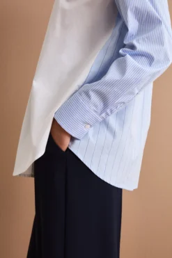 Camicia Patchwork Over in Cotone - FANT. AZZURRO