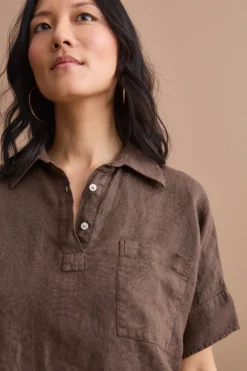 Camicia Polo Over in Lino con Taschino - T.MORO