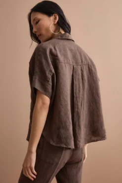 Camicia Polo Over in Lino con Taschino - T.MORO
