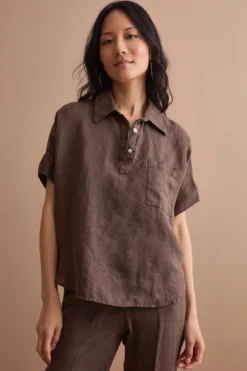 Camicia Polo Over in Lino con Taschino - T.MORO