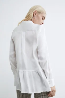 Camicia satinata elegante - PANNA