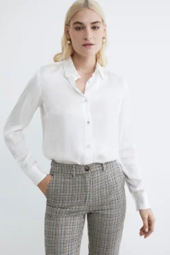 Camicia satinata elegante - PANNA