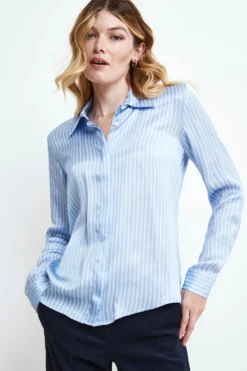 Camicia Sciancrata a Righe - AZZURRO RIGATO